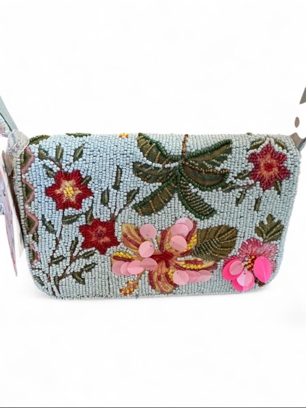 Made in India Tropical Flower Beaded Bag - Picture 2 of 8